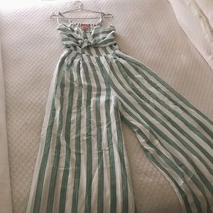 FlyingTomato, Green striped Jumpsuit, Size M